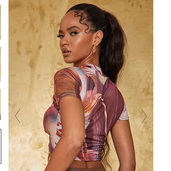 PrettyLittleThing Marble Print Slinky Crop Top - US8 - Picture 5 of 5